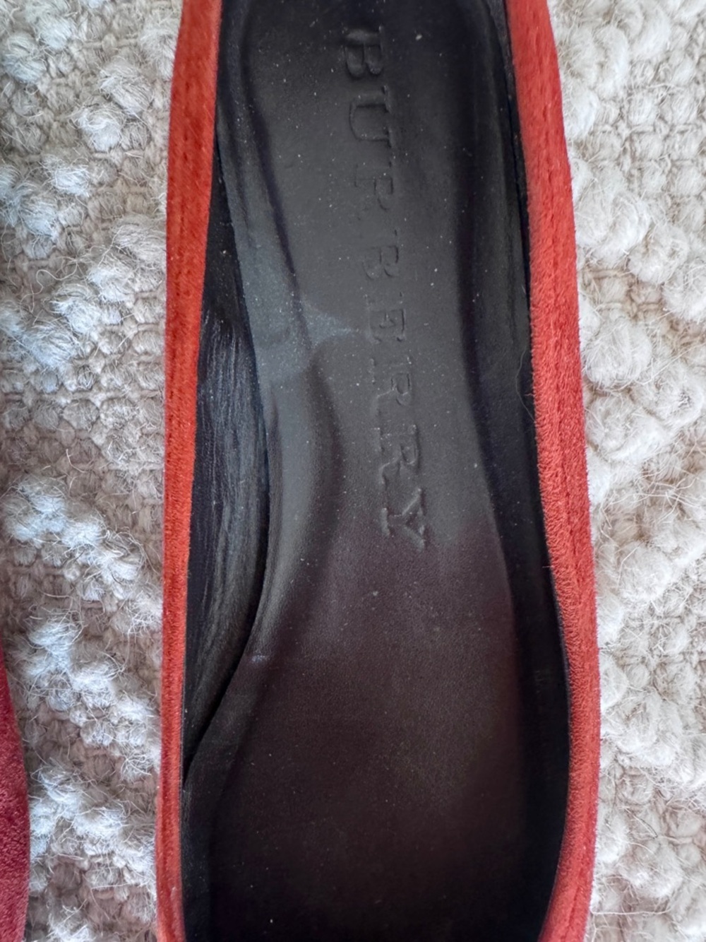 Burberry Suede Ballet Flats with Check Toe - Picture 5 of 12
